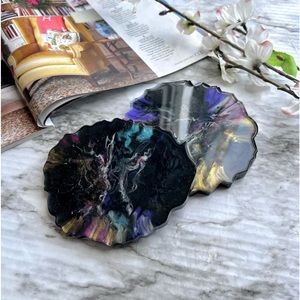 🌌Handmade Galaxy Geode Resin Coasters